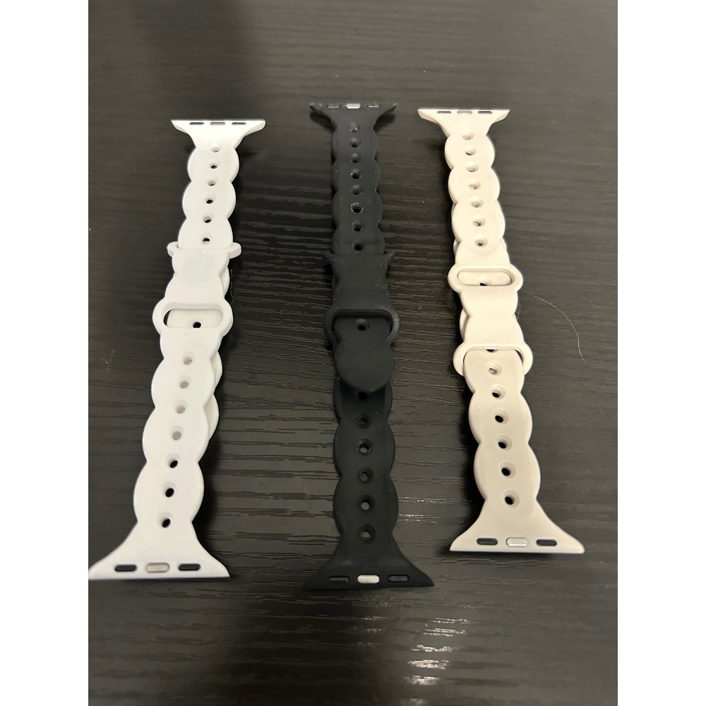 3 Pack Braided Silicone Apple Watch Bands Black White Grey Twisted Straps Womens - Picture 2 of 2